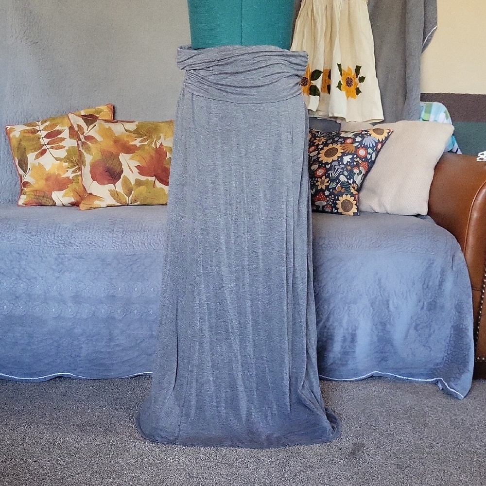 GAP Gray Ruched Maxi Pencil Skirt